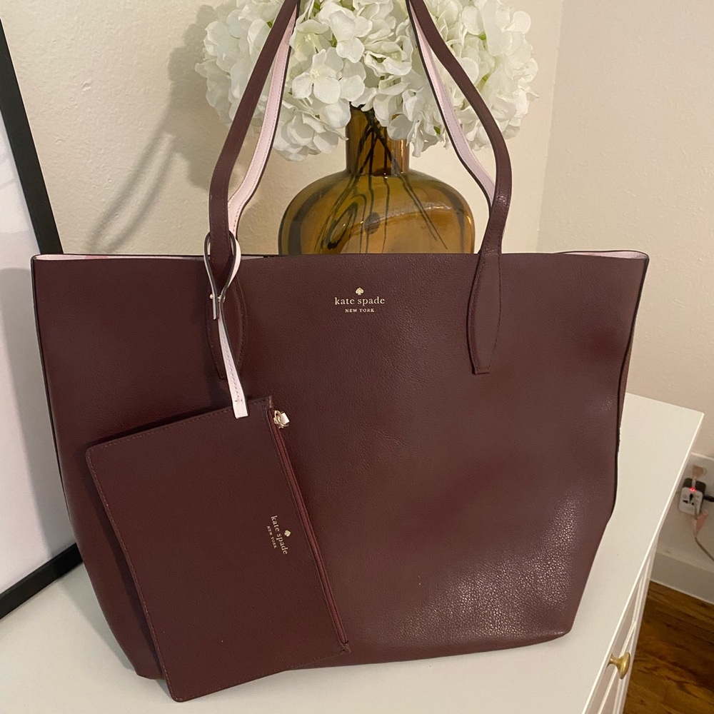 Kate Spade Deep Burgundy Tote with Pouch